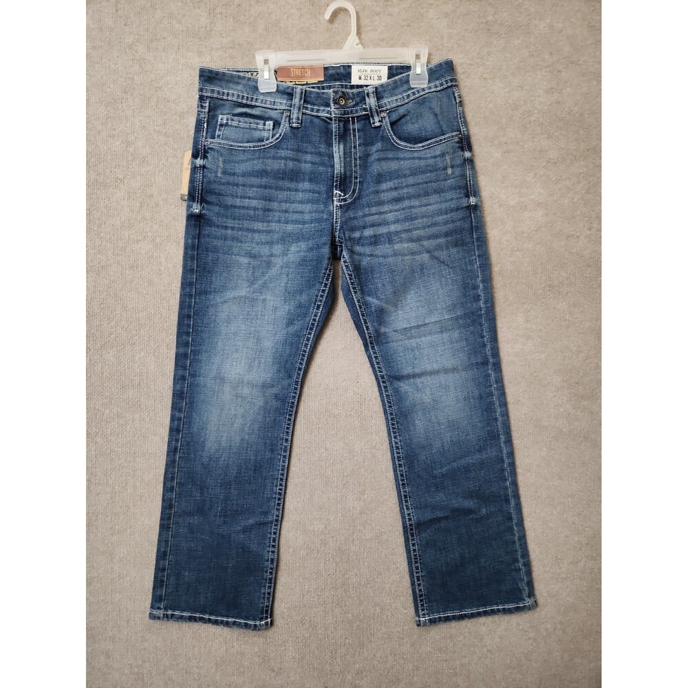 TK Axel Slim Bootcut Jeans Mens 32x30 Blue Medium Wash Stretch NEW